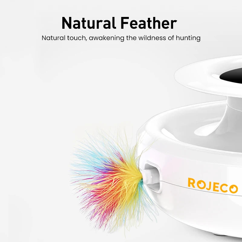 ROJECO 2 in 1 Smart Automatic Feather Fun Ball Cat Toy Set